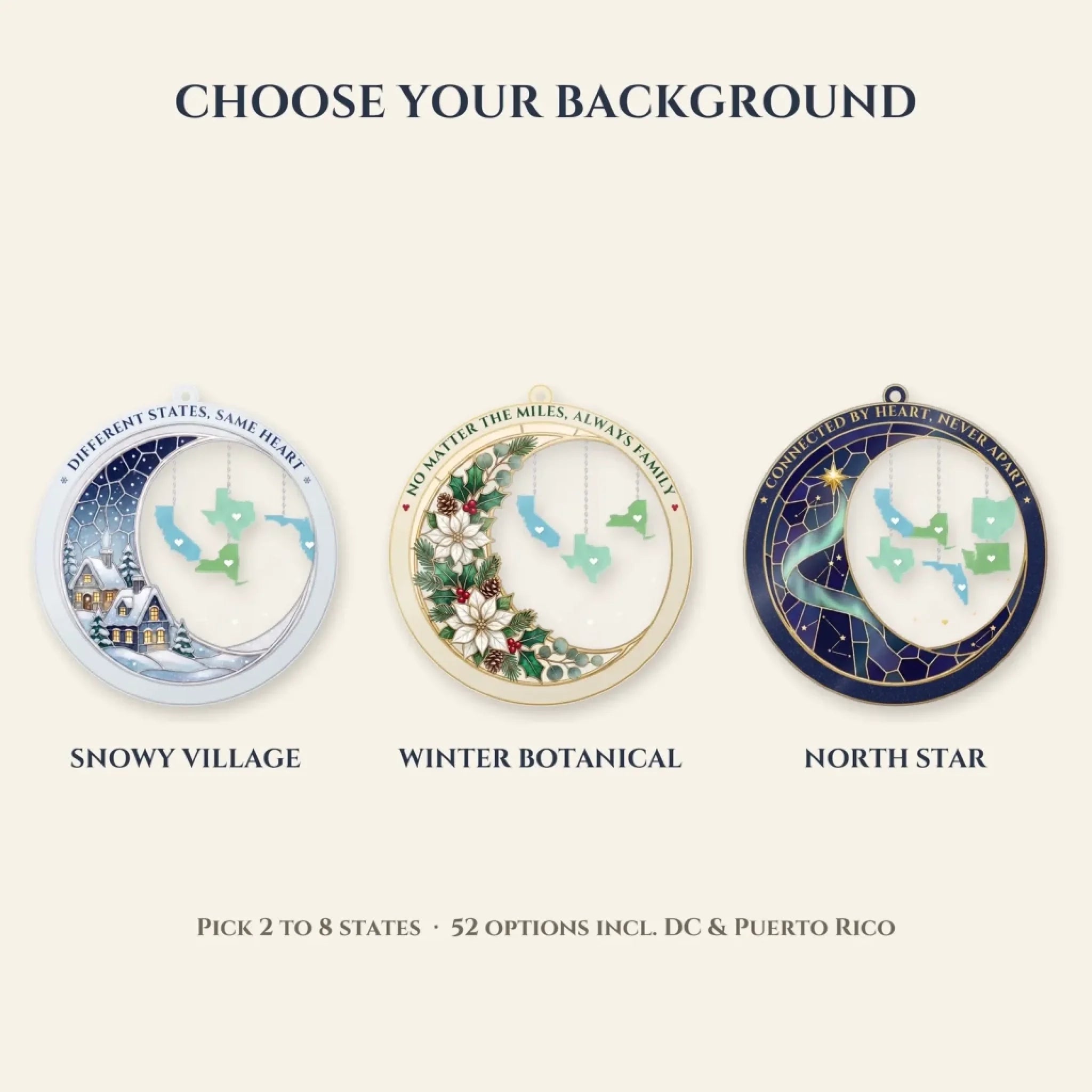 Choose your background - Snowy Village, Winter Botanical, North Star