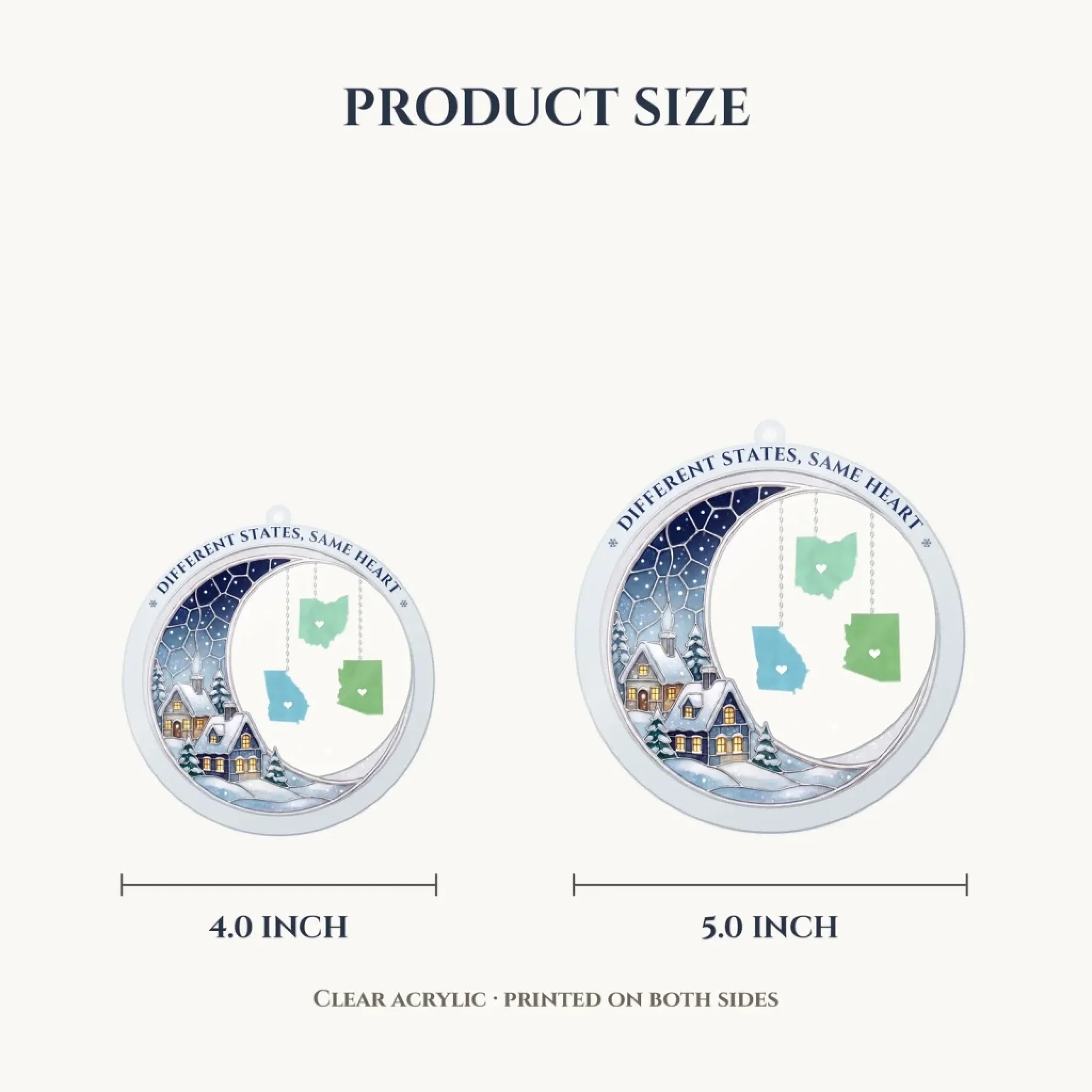 Ornament size guide 4 inch and 5 inch