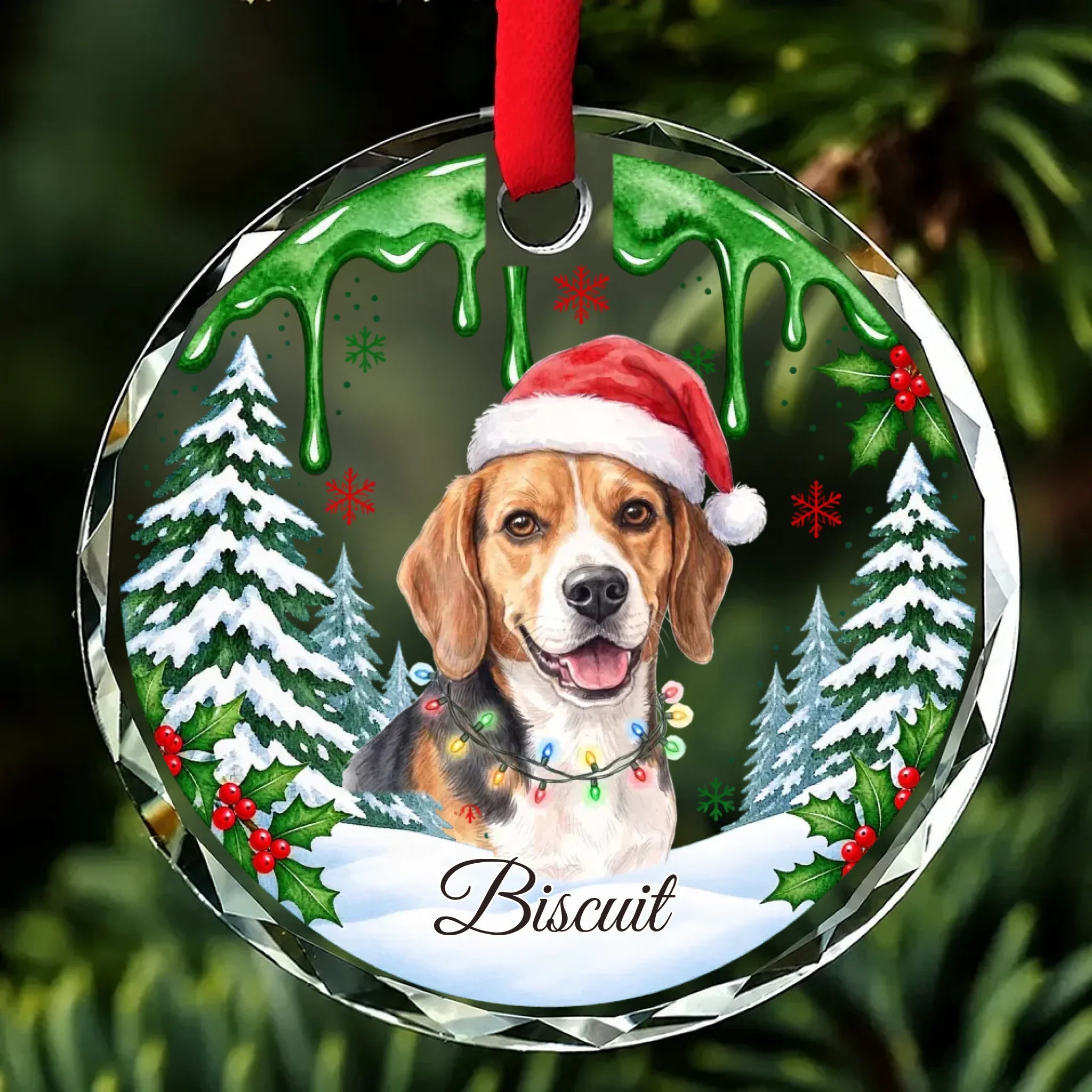 Your pet's watercolor portrait glass ornament preview