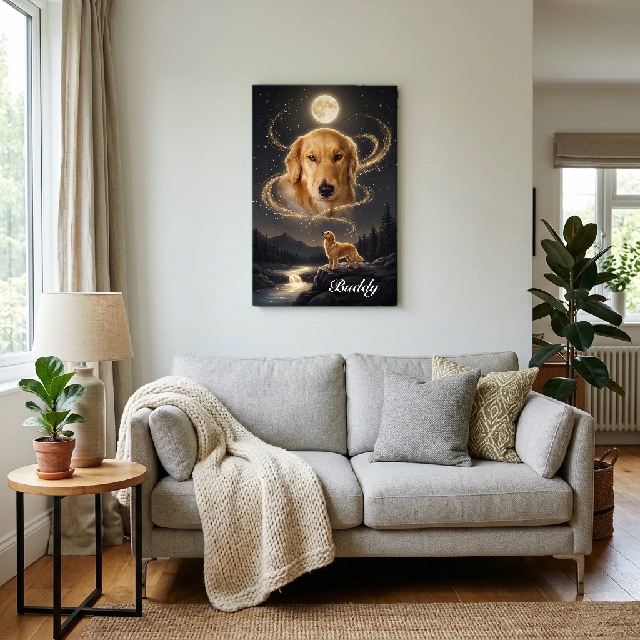 Moonlight Night Sky pet memorial canvas