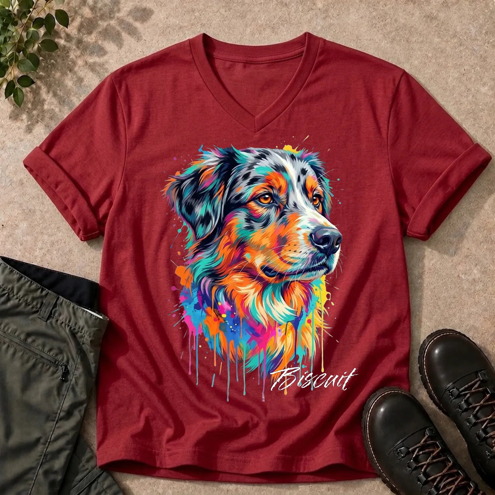 V-Neck Tee Cherry Red