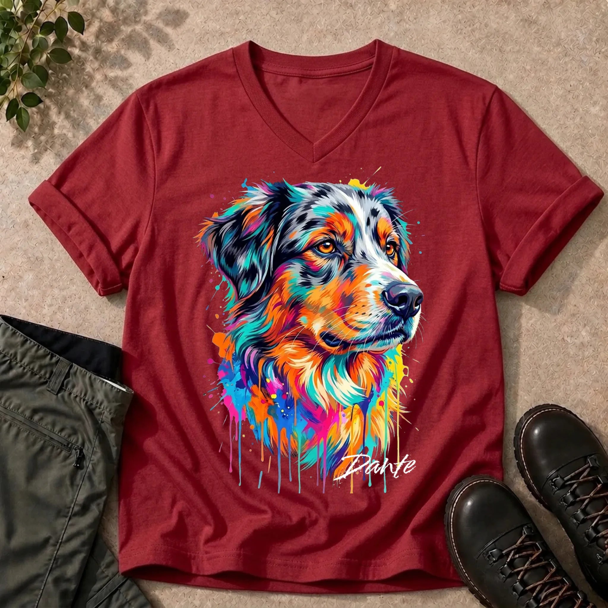 V-Neck Tee Cherry Red