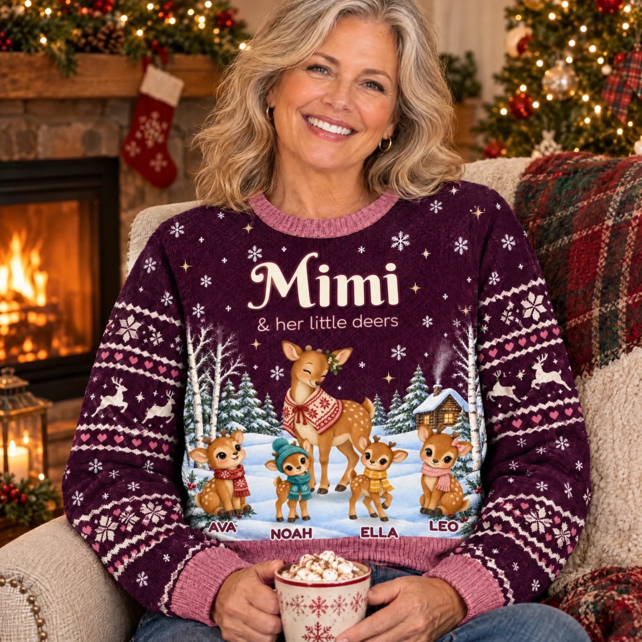 Mimi reindeer sweatshirt with 4 grandkids