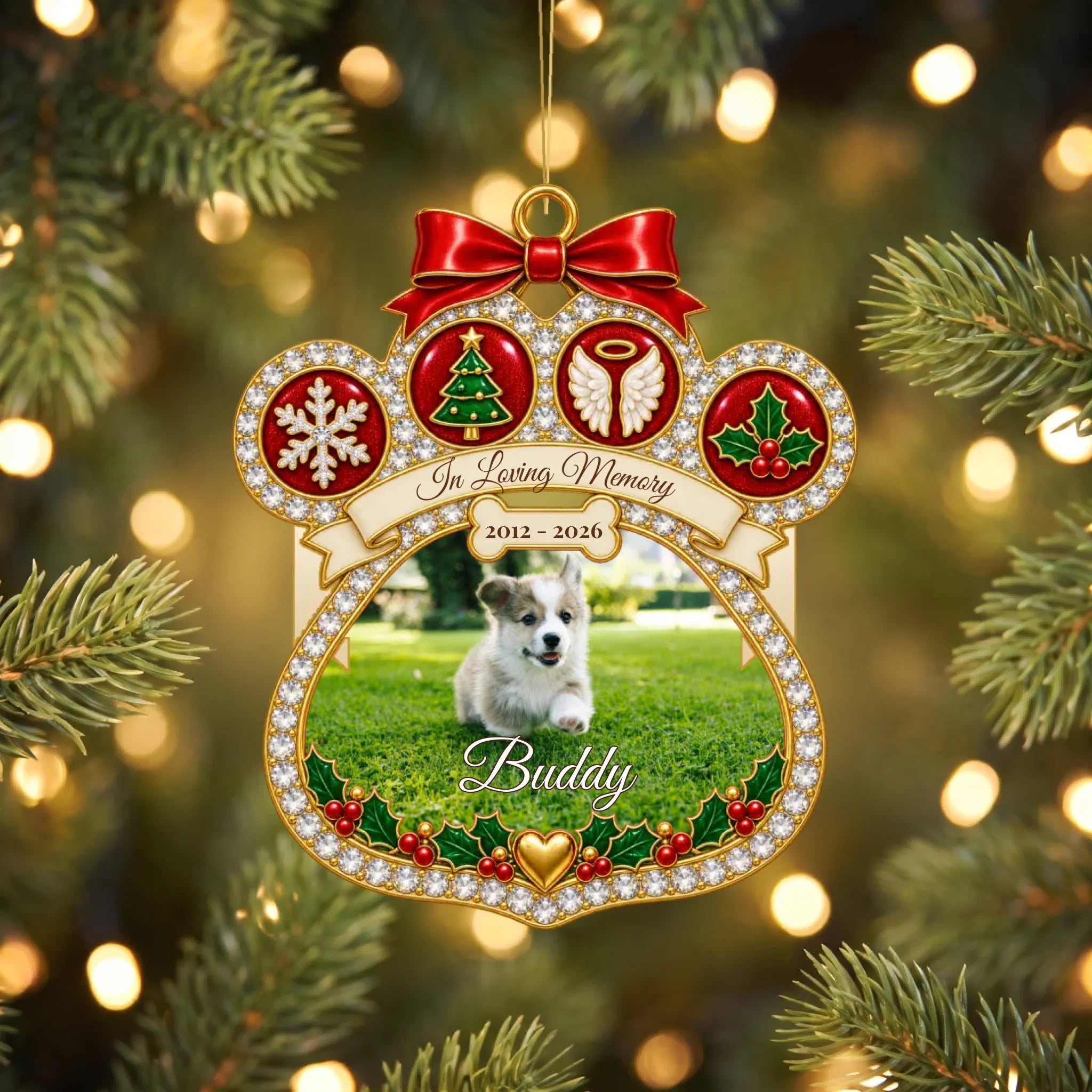 D129 In Loving Memory Paw Acrylic Ornament