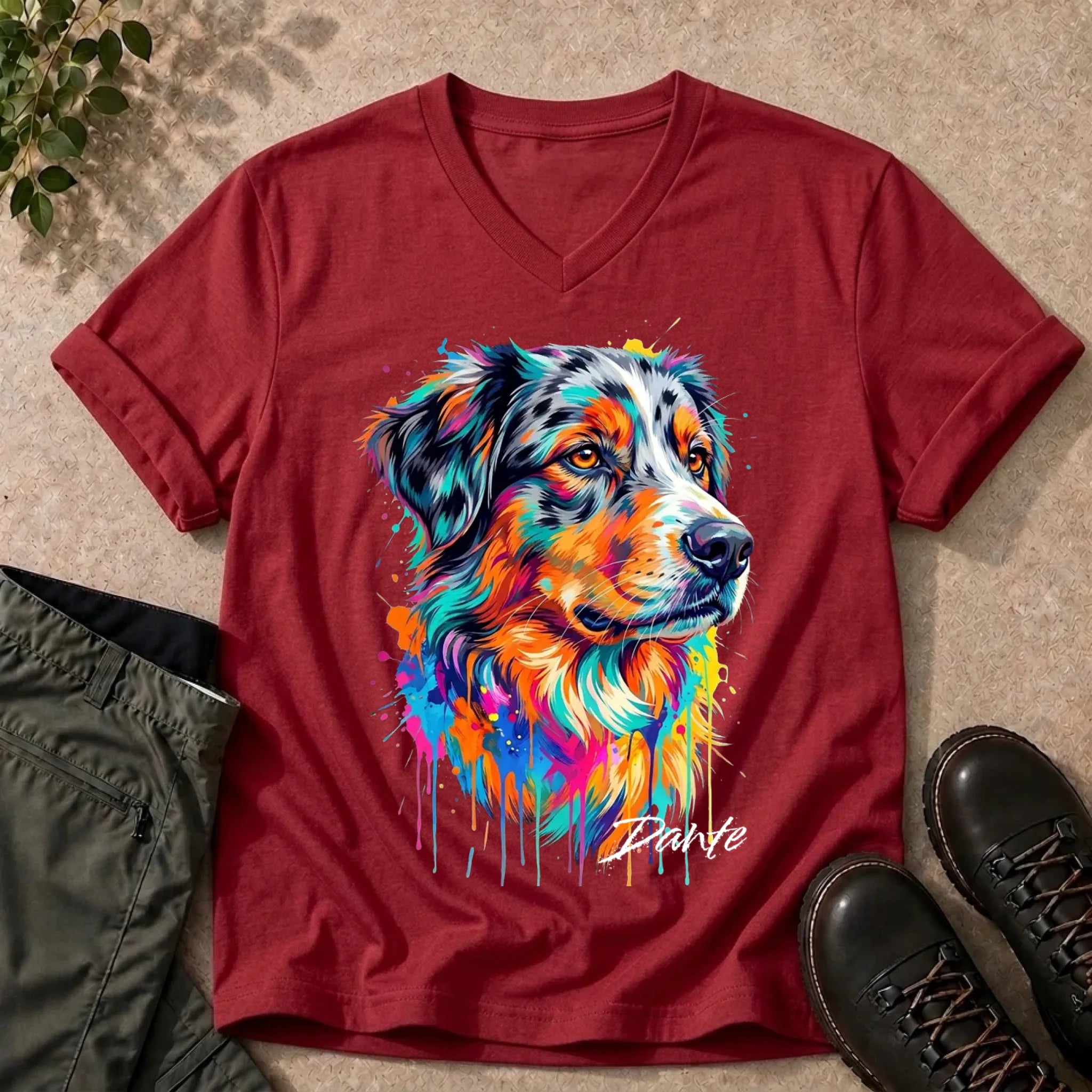 V-Neck Tee Cherry Red