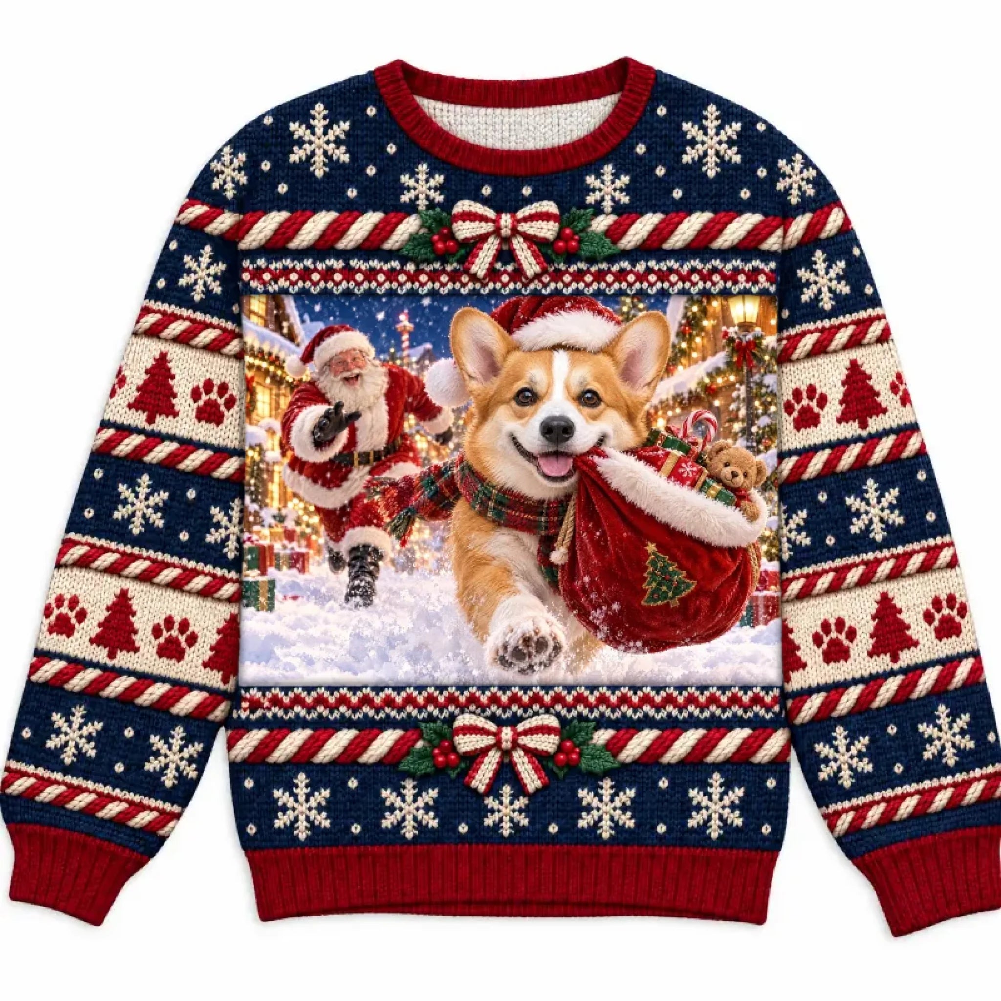 Christmas Adventure custom pet photo ugly sweater - live preview
