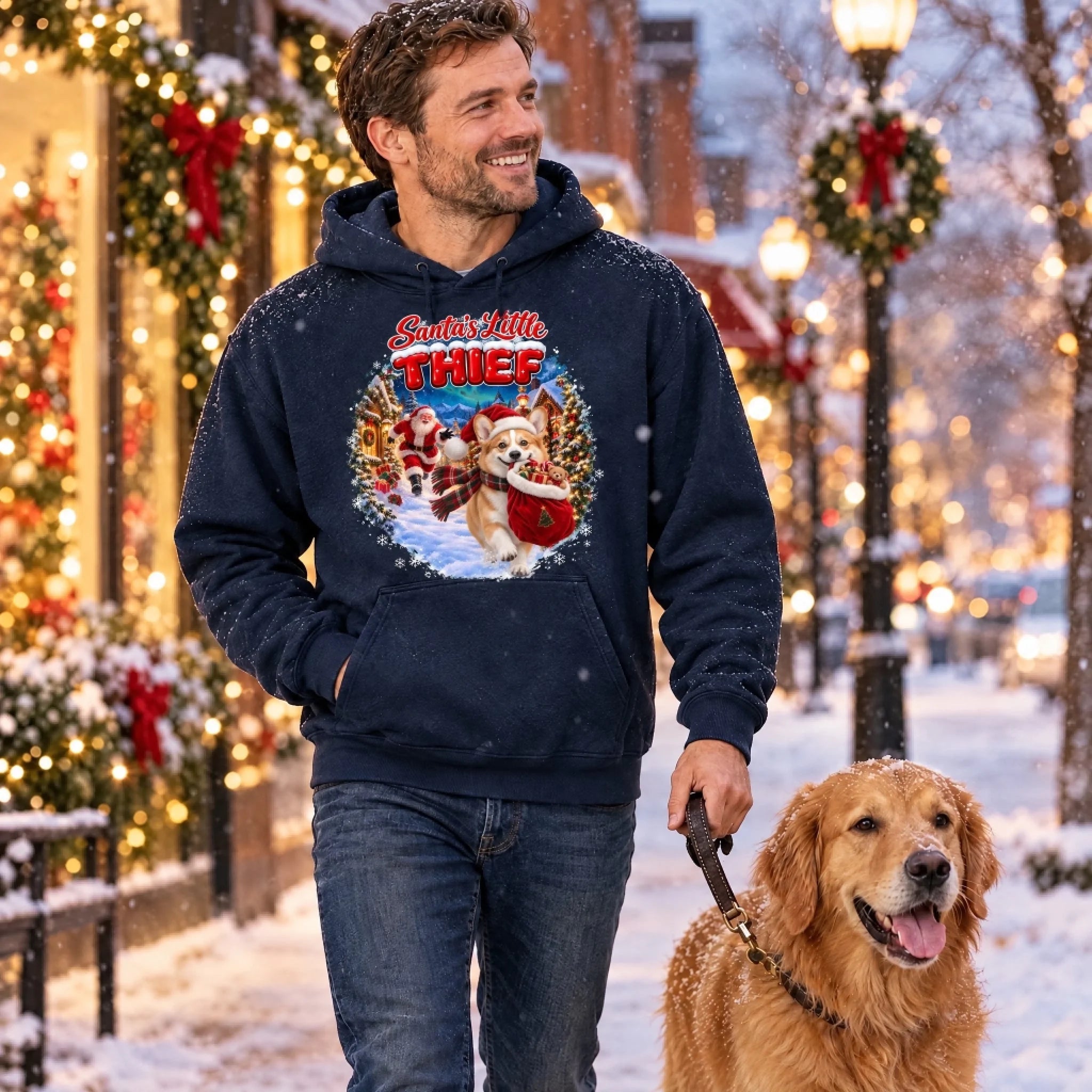 Santa's Little Thief custom pet photo Christmas shirt