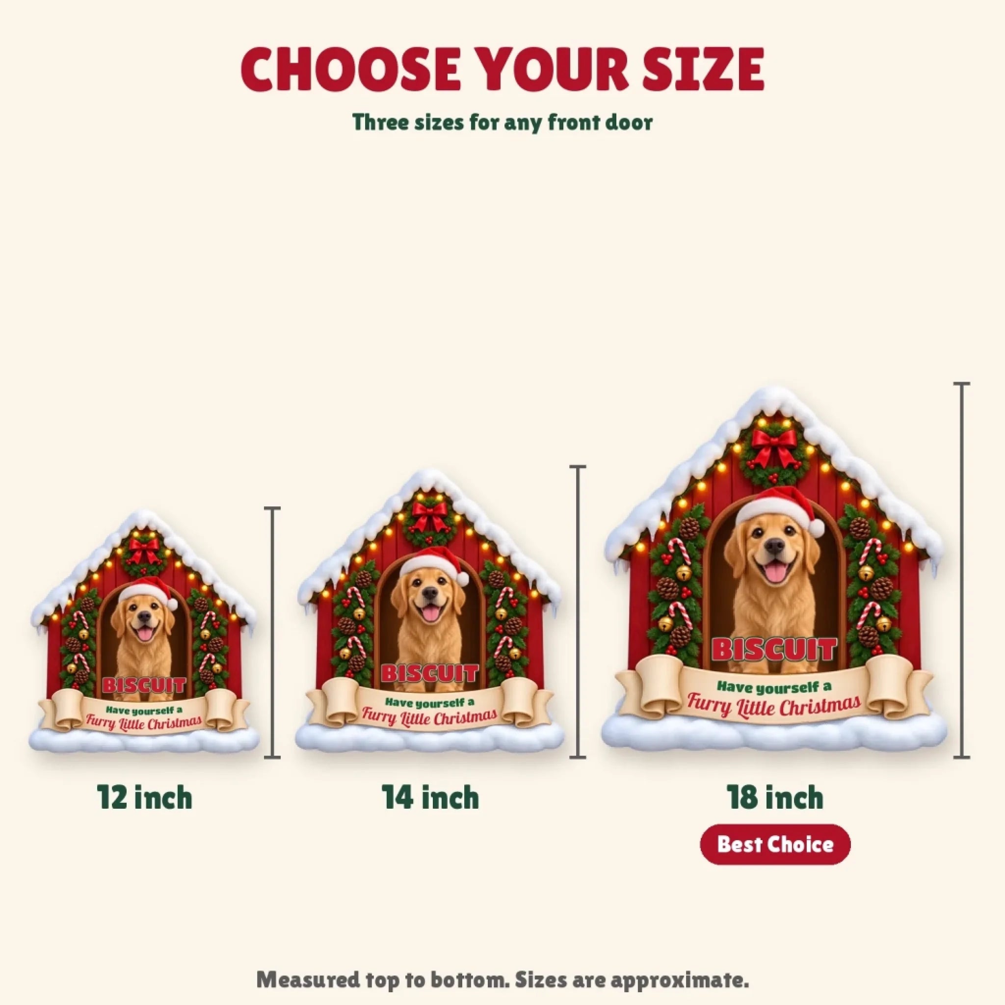Door hanger size chart 12, 14 and 18 inch